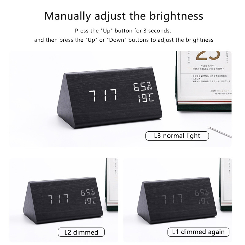 Digitálne hodiny LED drevený budík stolný s ovládaním zvuku elektronické hodiny stolný USB/AAA napájaný Desperadoes domáca dekorácia stola