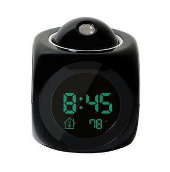 LCD светлинен прожекционен настолен часовник Време за гласово излъчване Цифров будилник с дисплей за температура Функция за почасово звънене