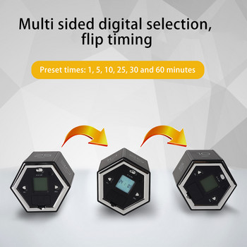 Ψηφιακά χρονόμετρα πολλαπλών όψεων Desk Timer Cube Sensor Gravity Flip Timer για Μελέτη Γραφείο Αθλητικό μαγείρεμα Αντίστροφη μέτρηση Εργαλεία