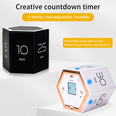 Ψηφιακά χρονόμετρα πολλαπλών όψεων Desk Timer Cube Sensor Gravity Flip Timer για Μελέτη Γραφείο Αθλητικό μαγείρεμα Αντίστροφη μέτρηση Εργαλεία