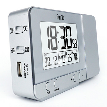 Ψηφιακό Ξυπνητήρι Προβολής Ημερομηνία Αναβολή Λειτουργία LED Προβολέας Επιτραπέζιο Θερμόμετρο Υγρόμετρο Lazy Clock Time Backlight