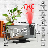 FM-raadio LED digitaalne nutikas äratuskell lauakella elektrooniline lauakell USB äratuskell koos 180° aja projektsiooni edasilükkamisega