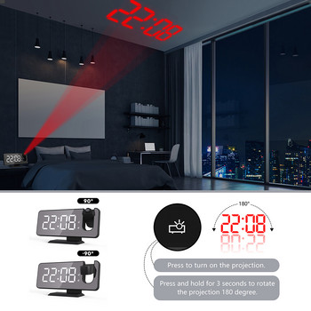 Ραδιόφωνο FM LED Ψηφιακό έξυπνο ξυπνητήρι Τραπέζι ρολογιού Ηλεκτρονικά επιτραπέζια ρολόγια USB Ρολόι αφύπνισης με προβολή ώρας 180° Αναβολή