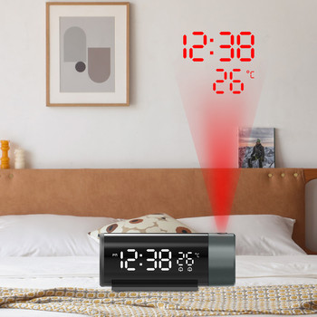 LED Ψηφιακό Ξυπνητήρι 180° Περιστροφή Ηλεκτρονικός επιτραπέζιος προβολέας Ώρα ρολογιού Προβολή Υπνοδωμάτιο δίπλα στο κρεβάτι Αυτόματο ρολόι με οπίσθιο φωτισμό