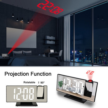 Νέο 3D Ξυπνητήρι προβολής Αναβολή LED Ψηφιακό ρολόι καθρέφτη Εμφάνιση θερμοκρασίας Υγρασία Αυτόματη φωτεινότητα Ρολόι κρεβατοκάμαρας κρεβατοκάμαρας