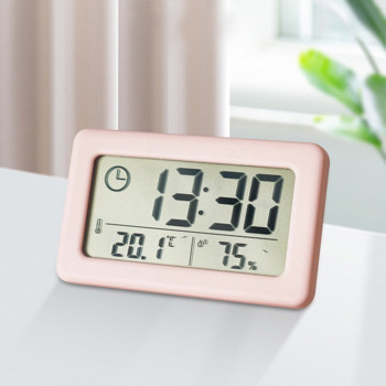 Μίνι ψηφιακό ρολόι LCD με επιτραπέζιο ηλεκτρονικό ρολόι θερμοκρασίας και υγρασίας για αθόρυβο επιτραπέζιο ρολόι προβολής ώρας στο σπίτι