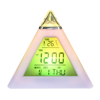 Τριγωνικό 7 Χρώματα LED Θερμοκρασίας Εμφάνιση Εβδομάδας Ψηφιακό Ξυπνητήρι Διακόσμηση σπιτιού Ώρα & Ημερολόγιο Φωτεινά πολύχρωμα Ξυπνητήρι