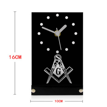 Masonic Mason Freemason Електронен настолен часовник Masonic Signs Square & Compass Freemason Logo Настолен часовник с LED подсветка