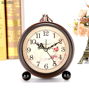 NOOLIM Европейски ретро студент Малък будилник Творчески нощен часовник Спалня Минималистичен часовник без звук Домашна декорация на маса