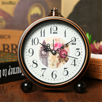 NOOLIM Европейски ретро студент Малък будилник Творчески нощен часовник Спалня Минималистичен часовник без звук Домашна декорация на маса
