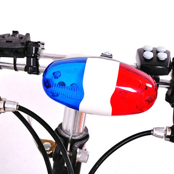 6 LED 4-тонални звуци Звънец за велосипеди Полицейска кола Електронен клаксон Сирена Задна задна светлина на велосипеда Лампа за велосипед Звънец Аксесоари за колоездене