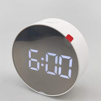 Στρογγυλό πολυλειτουργικό ηλεκτρονικό ρολόι Ξυπνητήρι LED Ρολόι καθρέφτης με μεγάλη οθόνη Ψηφιακό ρολόι Πολύχρωμο