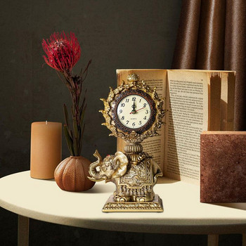 Vintage επιτραπέζιο ρολόι Αθόρυβο ρετρό επιτραπέζιο ειδώλιο με μεταλλικό πόιντερ Διακοσμητικό άγαλμα στολίδι για ράφι σπιτιού