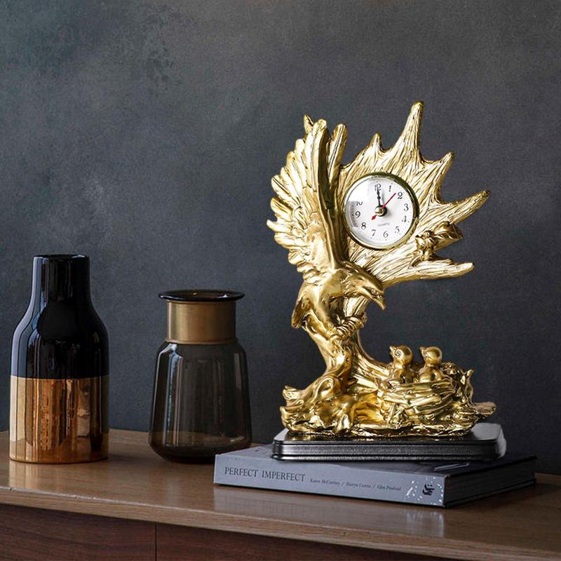 Vintage επιτραπέζιο ρολόι Αθόρυβο ρετρό επιτραπέζιο ειδώλιο με μεταλλικό πόιντερ Διακοσμητικό άγαλμα στολίδι για ράφι σπιτιού