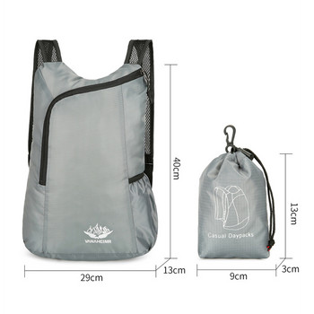 Туристическа чанта на открито 20L Лека преносима раница Водоустойчива сгъваема ултралека раница за жени Мъже Пътуваща спортна раница