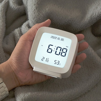 Цифров будилник Подсветка Календар Настолен настолен часовник Измерване на температура и влажност Електронен LCD за домашен офис Батерия