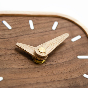 Επιτραπέζιο ρολόι μινιμαλιστικό Nordic Black Walnut Ρολόι τοίχου Διακόσμηση σαλονιού κρεβατοκάμαρας Ήσυχα ρολόγια από μασίφ ξύλο Κρεμαστό ρολόι τοίχου