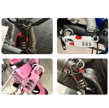 Велосипед против кражба, мотоциклет, трицифрена парола, комбинация от предпазен кабел, телено въже, ключалка за каска, 60 * 22 мм ключалка за предпазно въже