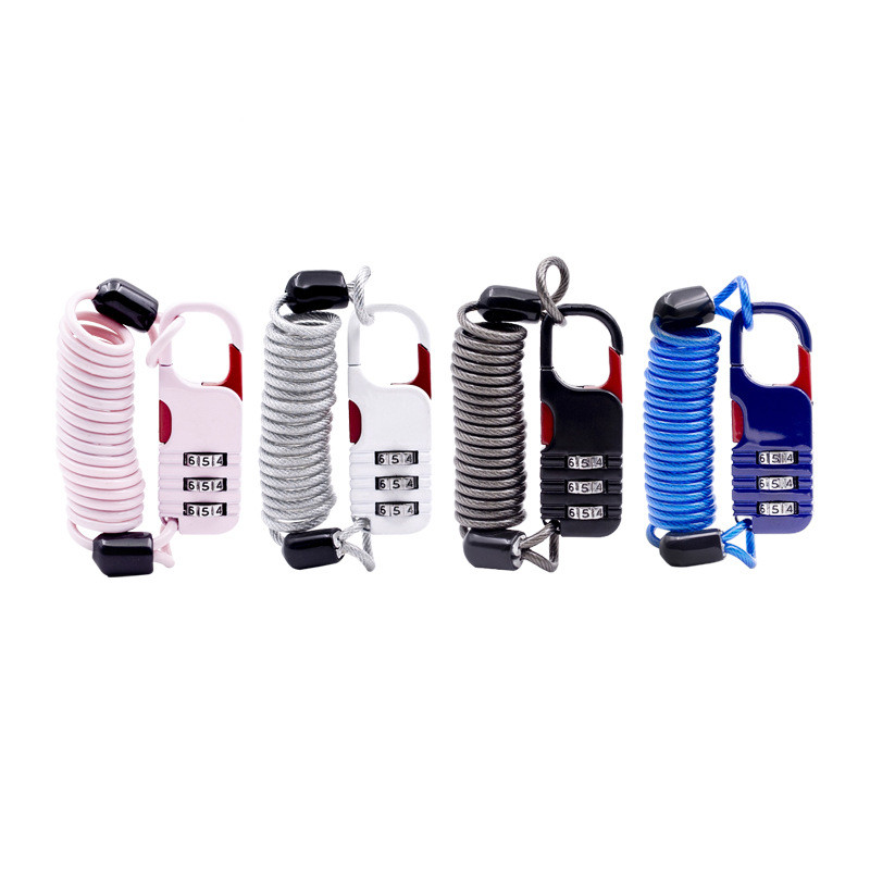 Dviračio apsaugos nuo vagystės motociklo trijų skaitmenų slaptažodžio derinio saugos kabelio vielinio lyno šalmo užraktas 60 * 22 mm saugos virvės užraktas