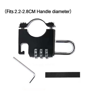 3-znamenkasti kod Kombinirana brava za bicikle Protuprovalni skuter MTB motocikl Brava za kacigu za 2,2-2,8 CM kormane Dodaci za bicikle