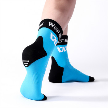 WEST BIKING Колоездене Спортни чорапи Нехлъзгащи се контрастни цветни средни чорапи за баскетбол, футбол Унисекс компресионни чорапи