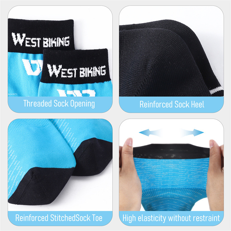 WEST BIKING Jalgrattasõidu spordisokid libisemiskindlad kontrastvärvi keskmised torusokid korvpallile Jalgpallile Unisex kompressioonsokid