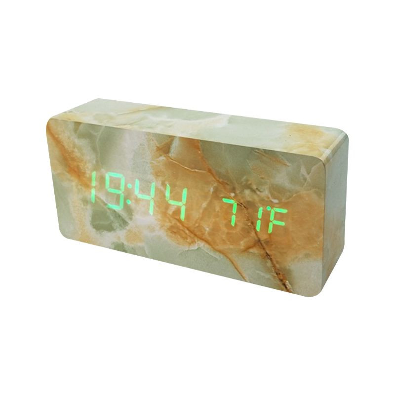 Μαρμάρινο Ξυπνητήρι Ξύλινο χρονόμετρο ξυπνητηριού LED με διπλό τροφοδοτικό Voice Control S Drop Shipping