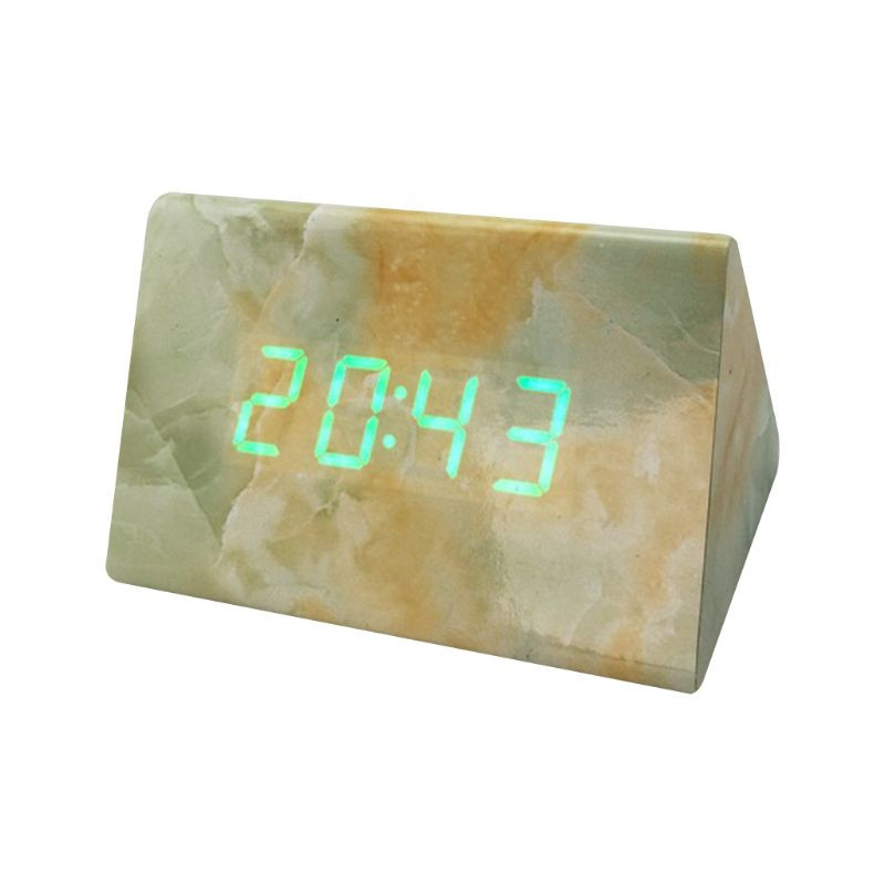 Μαρμάρινο Ξυπνητήρι Ξύλινο χρονόμετρο ξυπνητηριού LED με διπλό τροφοδοτικό Voice Control S Drop Shipping
