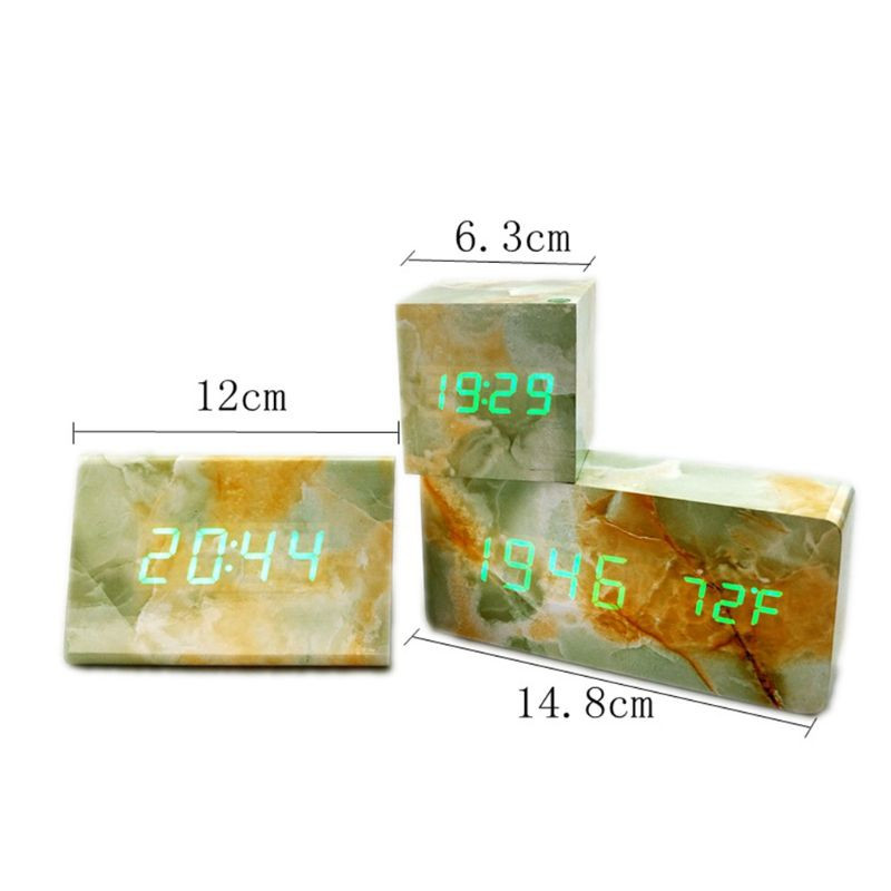 Μαρμάρινο Ξυπνητήρι Ξύλινο χρονόμετρο ξυπνητηριού LED με διπλό τροφοδοτικό Voice Control S Drop Shipping