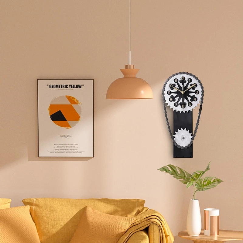 Plastikust vanaaegne pöörlev kell Mehaaniline kett Gear Art Lauaarvuti kellad Restoran Baar Kodu Retro dekoratiivsed kaunistused Kingitused