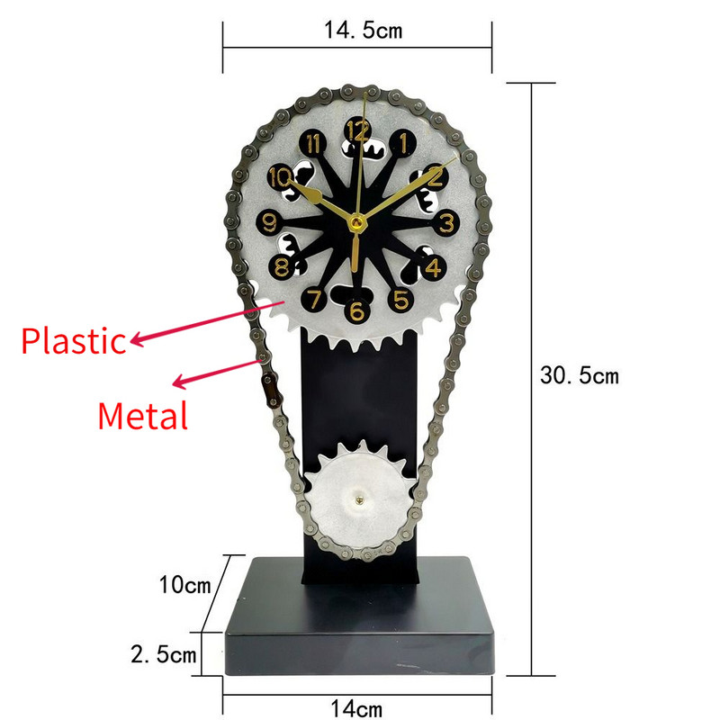 Plastikust vanaaegne pöörlev kell Mehaaniline kett Gear Art Lauaarvuti kellad Restoran Baar Kodu Retro dekoratiivsed kaunistused Kingitused