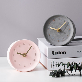 Επιτραπέζιο ρολόι μινιμαλιστικό σκανδιναβικό τσιμέντο Στρογγυλό επιτραπέζιο ρολόι από σκυρόδεμα Nordic Ins Διακόσμηση σπιτιού Διακόσμηση επιφάνειας εργασίας γραφείου Στολίδια Δώρο