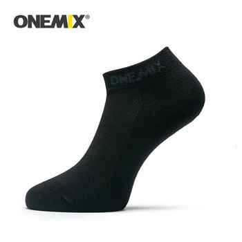 Марка Onemix 6 чифта Мъжки чорапи за бягане Памучна възглавница Дишащи Спорт на открито Ходене Катерене Туризъм Рокля за екипаж Черни чорапи