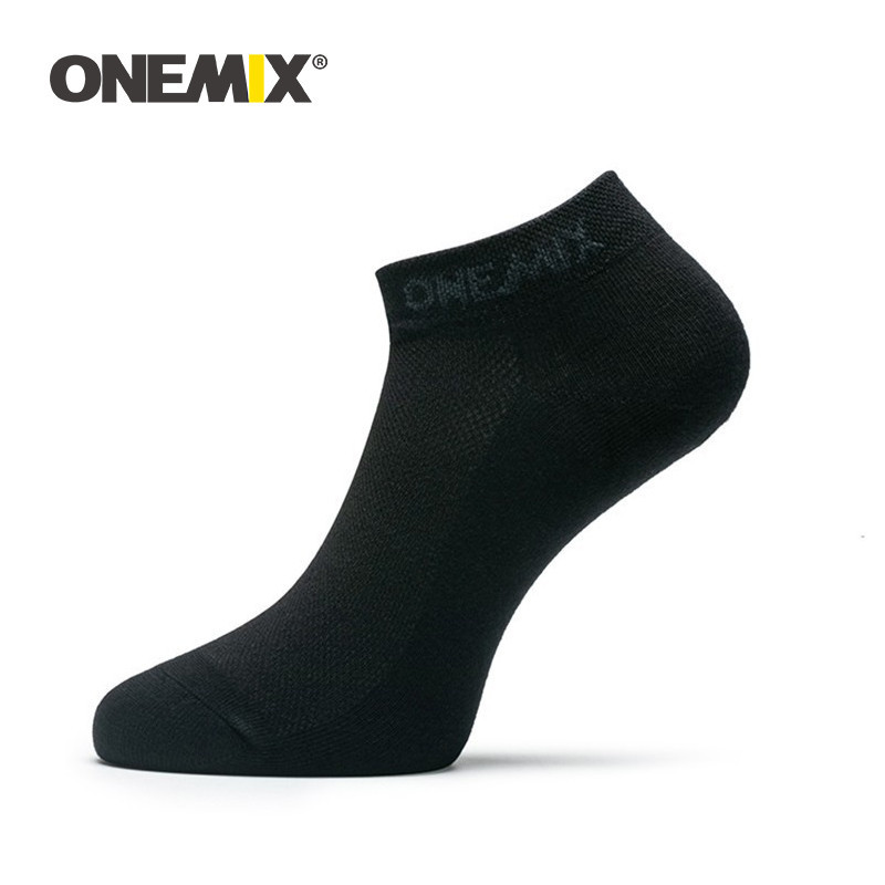 Onemix Brand 6 Pairs Meeste Jooksusokid Puuvillane istmepadi hingav õuessport Kõndimine Ronimine Matkameeskonna kleit Mustad sokid
