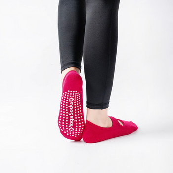 Дамски дишащи чорапи за йога Силиконови неплъзгащи се чорапи за пилатес Памучни чорапи без гръб Дамски фитнес танци Балет Спортни чорапи Чехли