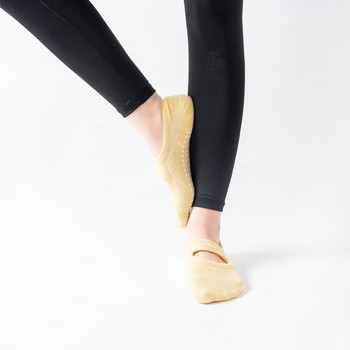 Дамски дишащи чорапи за йога Силиконови неплъзгащи се чорапи за пилатес Памучни чорапи без гръб Дамски фитнес танци Балет Спортни чорапи Чехли