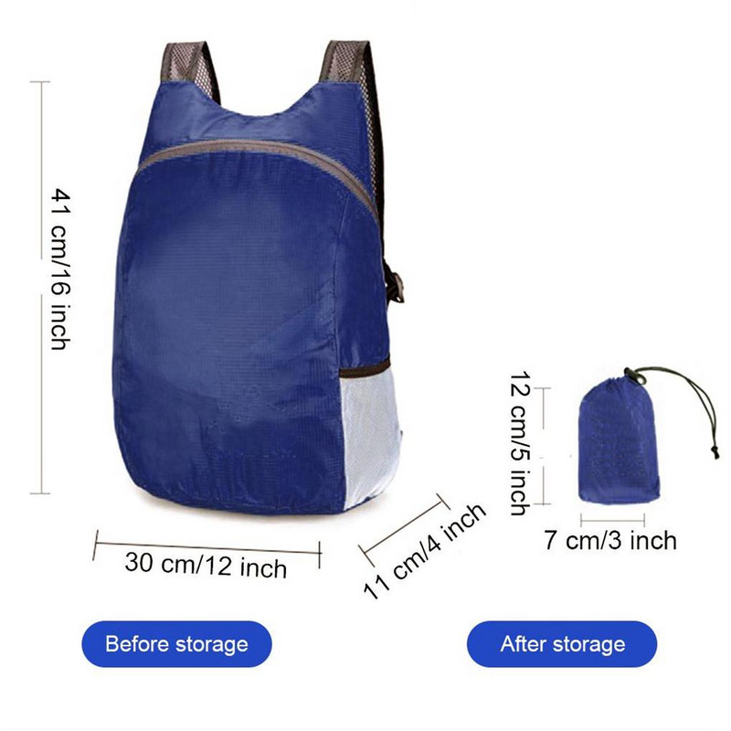 Rucsac pliabil, impermeabil, fitness, 20 l, bagaj mare, geantă de călărie, container rezistent la rupere, antrenament, accesorii pentru drumeții, albastru