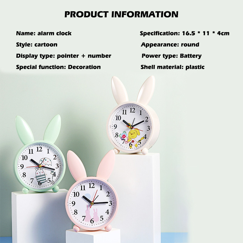 Animacinio filmo triušio žadintuvas Miegamojo lovos apdaila Paprastas nutildytas mažas žadintuvas Studento žadintuvas Dovanų žadintuvas