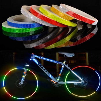 1 см * 8 м Стикери за велосипеди Светлоотразителна лента Флуоресцентни MTB Bike Велосипедни ленти Колоездене MTB Лента за каска Мотоциклет Скутер