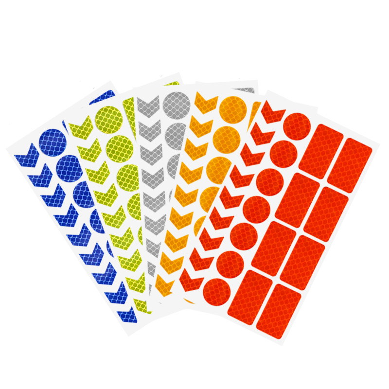 Jalgratta helkurkleebised Luminofoormootorratta MTB jalgrattakiiver Rattavelg Ööohutuse hoiatus PET helkurkile kleebise ruudustik