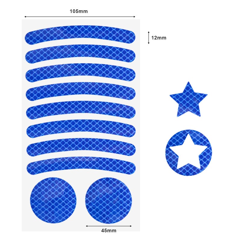 Jalgratta helkurkleebised Luminofoormootorratta MTB jalgrattakiiver Rattavelg Ööohutuse hoiatus PET helkurkile kleebise ruudustik
