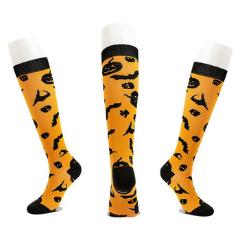 Компресионен чорап за Хелоуин Един чифт Спортен чорап с тиквен череп Колоездене Дамски мъжки туристически чорап Спорт