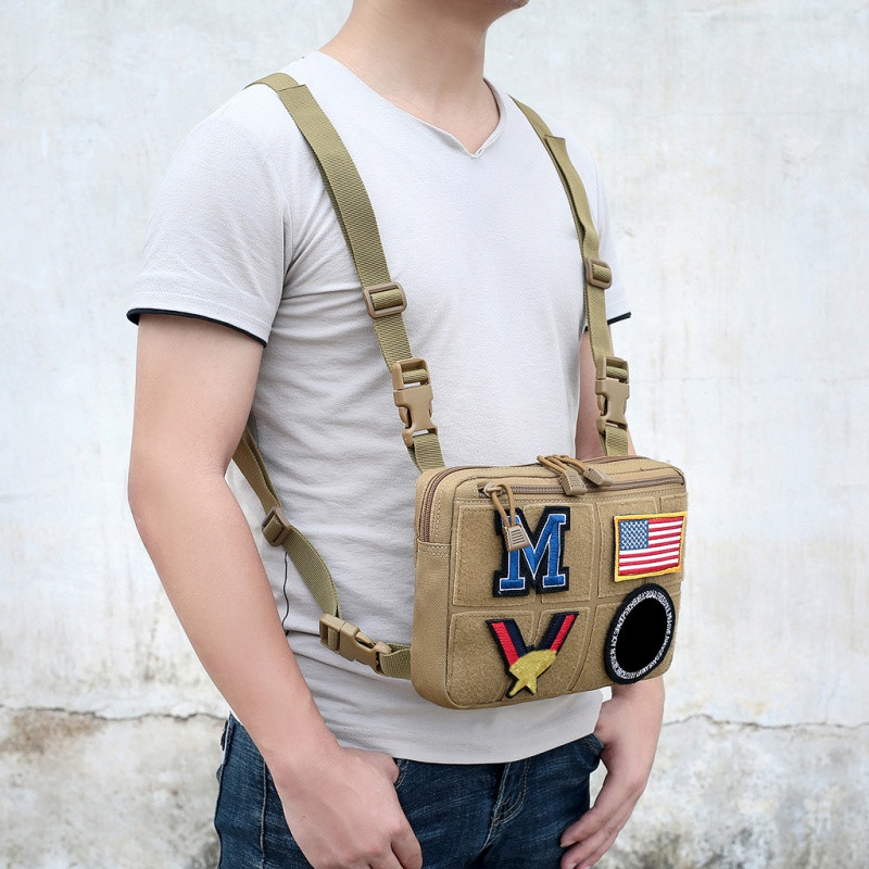 Geantă de umăr tactică tactică ajustabilă pentru bărbați Pachete de talie Piept de recunoaștere Geantă pentru instrumente Husă pentru vânătoare în aer liber Camping Călătorii