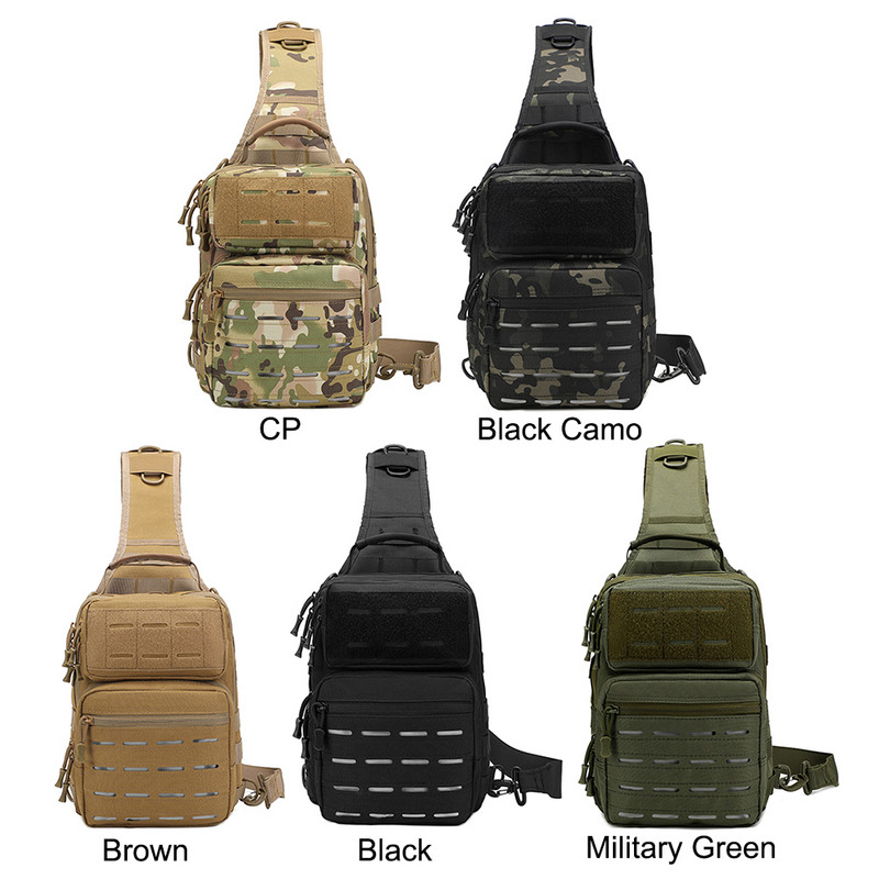Többfunkciós taktikai válltáska, állítható vállpántos katonai mellkastáska elülső fogantyúval edzésekhez/kerékpározáshoz/túrázáshoz