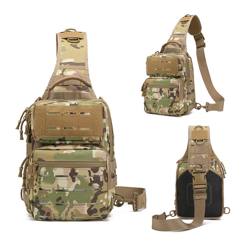 Többfunkciós taktikai válltáska, állítható vállpántos katonai mellkastáska elülső fogantyúval edzésekhez/kerékpározáshoz/túrázáshoz