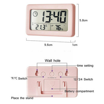 Цифров часовник Настолен температурен LCD Цифров термометър Настолен хигрометър Работещ на батерии Час Дата Календар Домашен декор