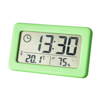 Digitálne hodiny na stole, LCD digitálny teplomer, vlhkomer, napájaný z batérie, čas, dátum, kalendár, bytové dekorácie