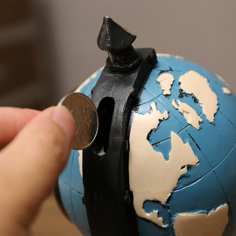 Naudingas laikrodžio ornamentas mėlynas/rudas dekoravimo laikrodis didelės talpos laiko rodymas darbo kambarys rašomasis stalas retro gaublio formos kiaulytė