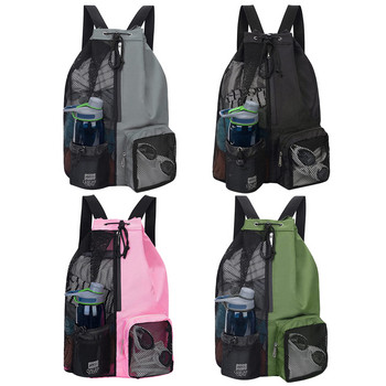 Спортна чанта за гимнастика С шнурове Плажни раници за съхранение с мокри джобове Удебелена мрежа Леки удобни за тренировъчно оборудване