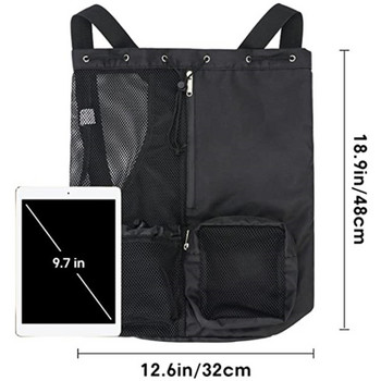 Αθλητική τσάντα γυμναστηρίου Σακίδια πλάτης αποθήκευσης παραλίας με κορδόνια με βρεγμένες τσέπες Παχύ διχτυωτό, ελαφρύ, άνετο για εξοπλισμό προπόνησης